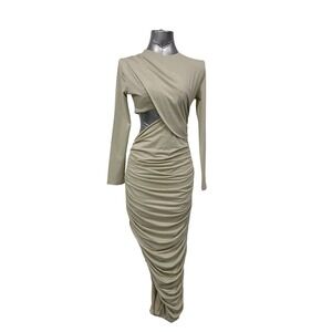 Miss Circle "Payson" Metallic Jersey Ruched Maxi Dress
